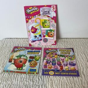 Shopkins Coloring Reading Books Bundle Three Books, Stickers Fun Activities